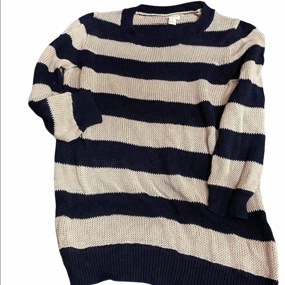 J crew 3/4 sleeve striped sweater